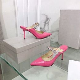 designer choo heels Womens Dress Shoes London slingback Heel Crystal Strap Pumps Lady Sandals Classic party Wedding shoe Sandal