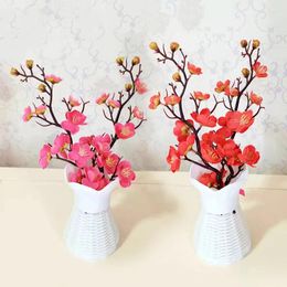 Decorative Flowers DIY Simulated Flower Artificial Bouquets Red Plum For Chinese Wedding Arrangement Garden Party Decorations