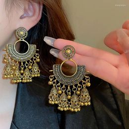 Dangle Earrings Vintage Hollow Carved Earring For Woman Ethnic Style Bell Tassel Pendant Female Middle Eastern Bride Jewellery Gift