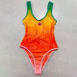 Brand Women Swimwear Sexy Designer Swimsuit Summer One Piece Swimsuit Bathing Suit Gradient Printing Beach Sexy Outdoors Pool Party