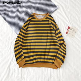Men's Hoodies Fashion Pullover Red And Black Stripe Knitted Sweater Men Women's Autumn Winter Round Neck Casual Trend Clothing Plus Size