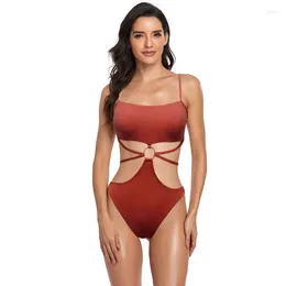 Women's Swimwear Cut Out One Piece Swimsuit Thong Sexy Women Monokini Summer Beachwear Orange Bodysuit Brazilian Biquini Bathing Suit