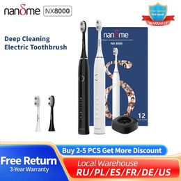 Nandme NX8000 Smart Sonic Electric Toothbrush IPX7 Waterproof Micro Vibration Deep Cleaning Whitener Without Hurting Teeth 240511