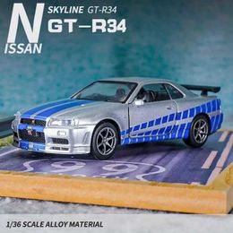 Diecast Model Cars JKM 1 36 Nissan GTR R34 alloy car Diecasts and toy car models Mini scale Childrens car toys WX