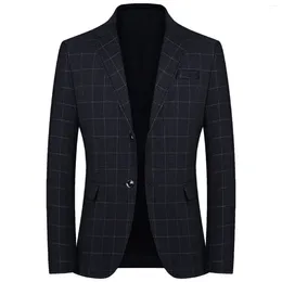 Men's Suits Spring Autumn Blazers Men Slim Fit British Plaid Formal Suit Jacket Party Wedding Business Casual Male