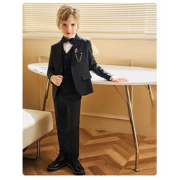 Children Black Blue For Wedding Boys Girls Host Piano Ceremony Tuxedo Dress Teenager Kids Party Prom Show Photography Suit