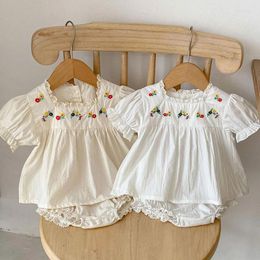 Clothing Sets Born Girls Suit Summer Baby Set Short Sleeved Cotton Embroidered T-shirt PP Shorts Children