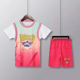 Clothing Sets 24 25 Children's Suit Boy Girl Fans Basketball Printi Fake Two-piece Uniform Kit Training Shirts And Shorts