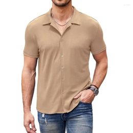 Men's Casual Shirts 2024 Mens Wrinkle Free Short Sleeve Button Down Summer Stretch Dress Shirt Beach Tops