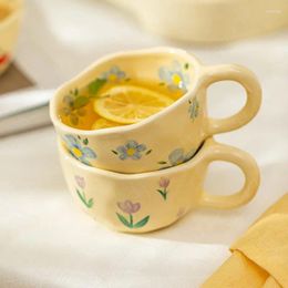 Mugs Ceramic Coffee Cup European Style Tea Cups Flower Plant Pattern Milk Mug Household Beauty Breakfast Water