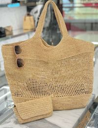 Plaj çantaları icaremaxi tote çanta tasarımcı çanta kadınlar lüks çanta raffias el embroided saman çantası yüksek kaliteli plaj çantası büyük kapasiteli totes alışveriş çantası