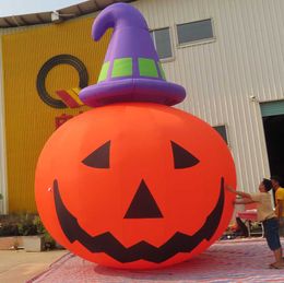 wholesale 6mH 20ftH with blower custom made Halloween Inflatable Pumpkin model with led lights witch hat inflating customized Halloweens festival