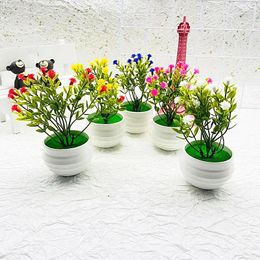 Decorative Flowers Artificial Plastic Plants Bonsai Small Tree Pot Fake Plant Potted Flower Garden Arrangement Ornaments Room Festival