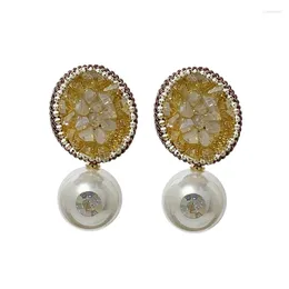 Dangle Earrings EVACANDIS Golden Crystal For Women Elegant Vintage Gemstone Jewellery Inlaid Gorgeous Party Girl Gift