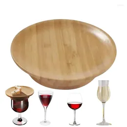 Table Mats Wooden Wine Glass Dual Use Water Cup Lid Prevent Debris From Splashing Coffee And Milk For Drinks