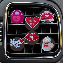 Car Air Freshener Pink Valentines Day Cartoon Vent Clip Outlet Clips Square Head Per Conditioner Decorative Drop Delivery Ots7W Otjai