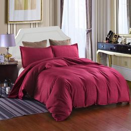 Bedding Sets Quilt Cover Pillowcase Solid Color Three-piece Wine Red Bedroom Decoration Accessories K20