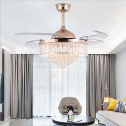 42/36 Chandeliers Fans Invisible Lamp Living Ceiling Pendant Modern Fan Light Blades Inch Bedroom Room Remote Contr Gxtse