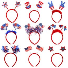 Children's Hair Sticks sparkling American Independence Day Hair Hoops Headwear kids Hair Accessories Children and Adults Party Decoration Parade Red Headbands