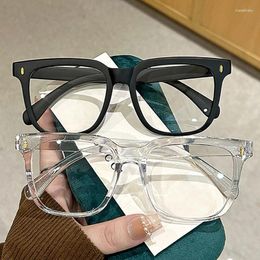 Sunglasses Frames Transparent Glasses Square For Students With Myopia Male Female Flat Light Large Round Face Anti Blue Frame