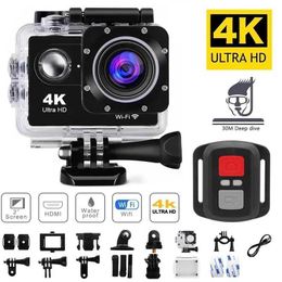 Sports Action Video Cameras Ultra HD 4K action camera 1080p30fps WiFi 20 170D underwater waterproof helmet video recording camera sports mini camera out J240514