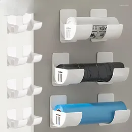 Kitchen Storage Wall Mounted Organizer No Hole Tray Shelf Cling Film Trash Bag Cabinet Refrigerator Side