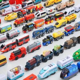 Diecast Model Cars Wooden train track electric train set die-casting magnetic groove toy suitable for wooden train track toys childrens gifts WX