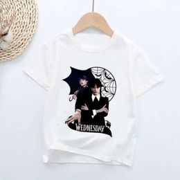 Polos Wednesday Adams TV Series Childrens T-shirt for Girls Summer Leisure Childrens Boys Short sleeved T-shirt Top Fashion ClothingL2405