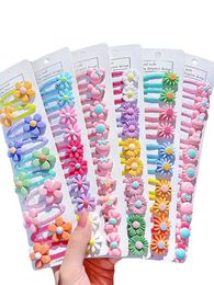 Hair Accessories 10 pieces/set cute girl cartoon rainbow flower hair clip childrens cute hair decoration bangs hair bucket hair accessories WX