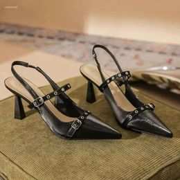 Women Heels Pointed Sandals Toe High Sexy Dress Slippers Shoes Summer 2024 Slingback Flip Flop Shallow Slides 525 d 5077