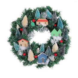 Decorative Flowers Merry Christmas Tree Wreath Golden Ball Needle Window Rattan Door Hanging Decoration L5