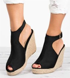 Сандалии клина для женских платформ Strappy Espadrilles Sandal Strap Open Toe. Случайные летние пляжные тапочки обувь 41 42 433989925