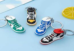 Stereo New Style Sneakers Keychains Button Pendant 3D Mini Basketball Shoes Model Soft Plastic Decoration Gift Key Ring1375556