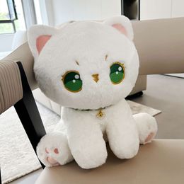 35cm Kawaii Cats Plush Stuffed White Cat Toys With Green Eyes Plushies Anime Animals Doll For Kids Baby Girls Xmas Gifts