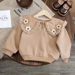 Girls Sweatshirt Flower Hoodies For Kids Thicken Cotton Children Pullover 2023 Spring Fall 1 To 6Yrs Baby Clothes Korean Style L2405