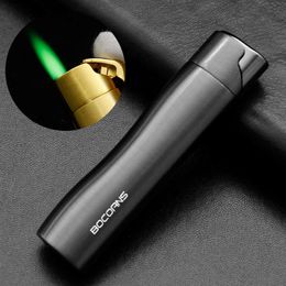 BOCOANS Bk5105 Creative Electroplating Metal Iatable Lighter Green Windproof Flame Cigarette Lighter Wholesale