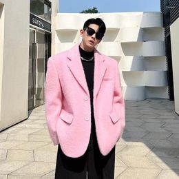 Men's Suits Pink Casual Suit Shoulder Padded Thickened Jacket Wedding For Men Clothing Mens Blaze Coat