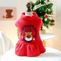 Dog Apparel Warm Clothes Christmas Dress Cute Print Puppy Princess Skirt Winter Sift Cat Chihuahua Fashion Pet Outfits