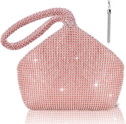 Rhinestone Purse Sparkly Evening bag Pink Clutch Purses for Women Evening, Cross Body Handbags for Party Prom Club Wedding