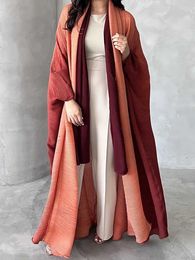 Ethnic Clothing Muslim Abaya for Women Bat Slve Pleated Gradient Cardigan Trench Coat 2023 Autumn Dubai Abayas Plus Size Womens Luxury Coat T240515