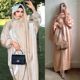 Ethnic Clothing Fashion Glitter Abaya Muslim Dress Women Casual Dubai Arab Long Sleeve Ramadan Robe Turkey Caftan With Hijab Vestido