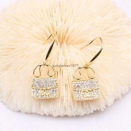 Chaohan Mini Bag Earrings luxury micro inlay creative sweet womens bag letter small fragrant ear hook net red temperament