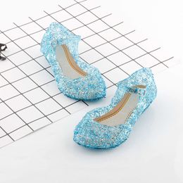 CRYSTAL SANDALS JELLY Högklackade flickor Princess Children Cosplay Party Dance Shoes L2405 L2405