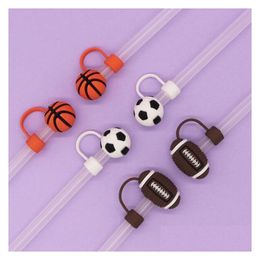 Drinking Straws In Stock 10Mm Sport Ball Series St Toppers Charms Er Cap 4Styles Tumbler Decoration Sts Dust Plug Gift Drop Delivery Dhr0J