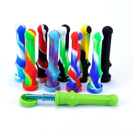 Hot sale Reusable Portable Silicone Straw Tips dab straw and silicone hand pipe for Collection and Mixing dab rig bong fast shipping