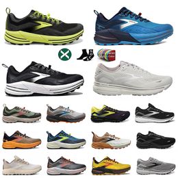 Designer Running shoes Brooks Cascadia 17 Ghost 15 Men Womens Hiking shock absorption Triple Black White Grey Yellow Orange Sneakers
