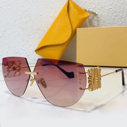 Womens fashion frameless light colored decorative mirrors for mens high quality outdoor UV400 resistant sunglasses with original packaging box LW40049U