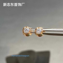 Luxury gold Carttrrie earrings Classic Single Diamond Earrings Thick Plated with 18K Gold One Diamond Flying Disc Earrings High Edition Exquisite Bubble Jewellery fo
