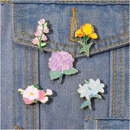 Other Fashion Accessories Month Flowers Enamel Pins Iris Lily Hydrangea Peach Blossom Brooch Lapel Badge Cartoon Plant Jewellery Gift Fo Otuyv