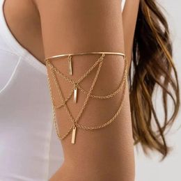 Bangle Punk Vintage Multilayer Tassel Pendant Upper Armband Open Bangles For Women Sexy Long Chain Arm Body Jewelry Gift
